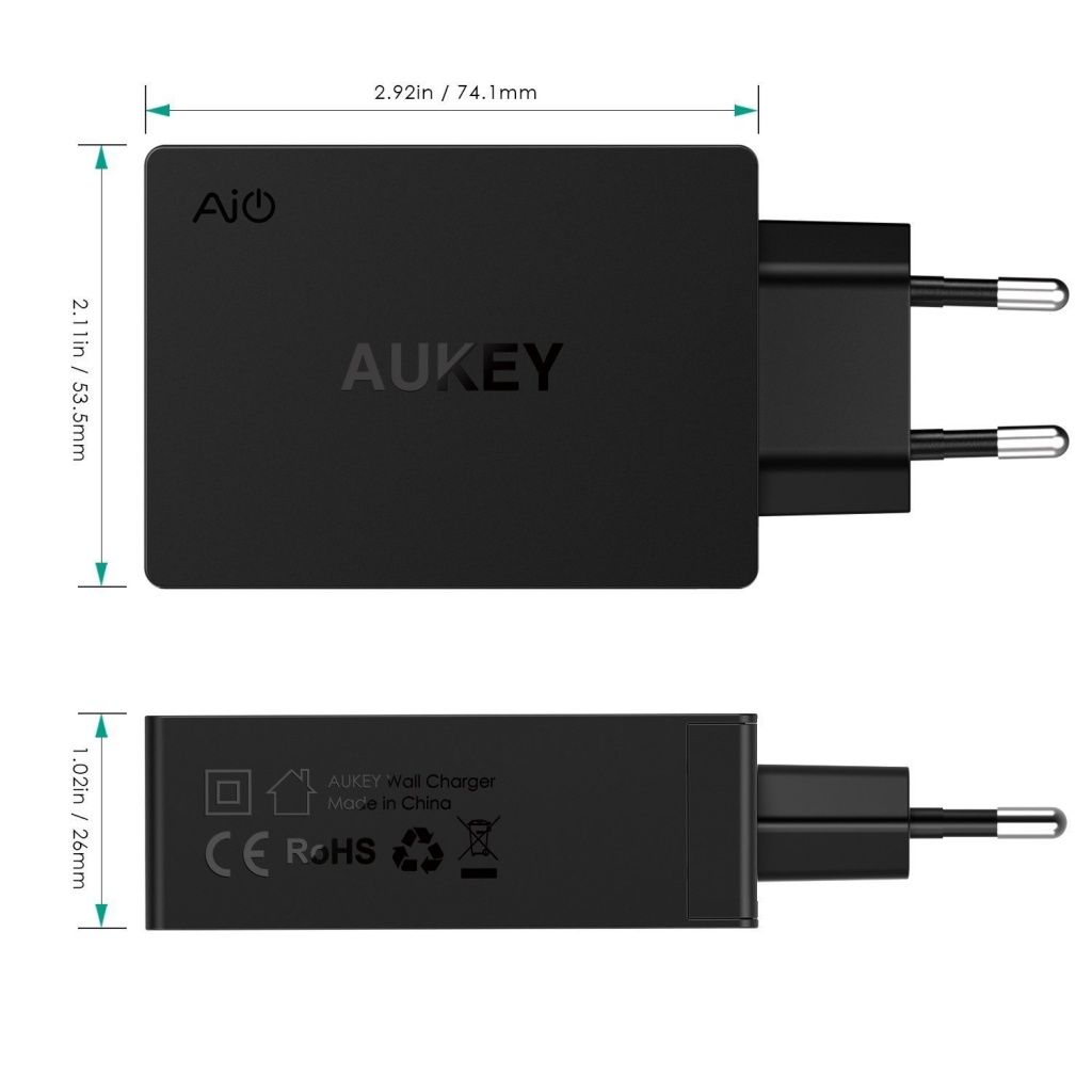AUKEY Quick Charge 3.0 USB C 3 port charger PAY4 CELTEC